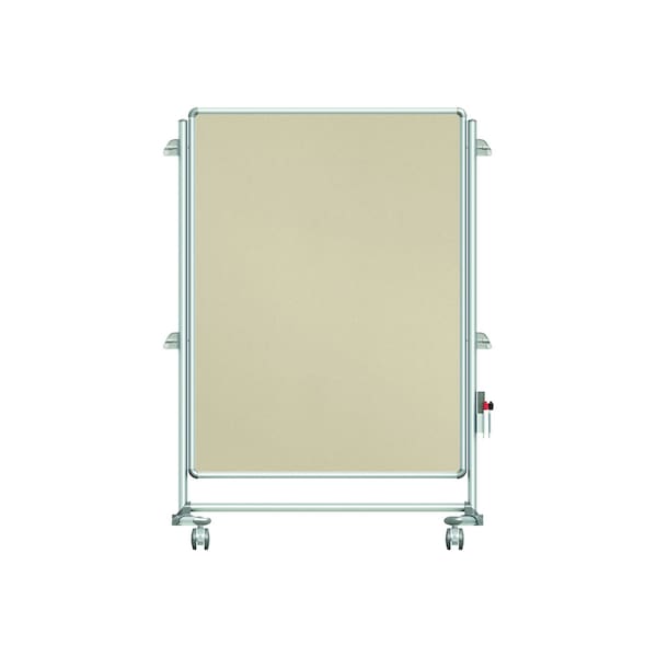 Partition Mobile 2-Sided Fabric Bulletin Board, 46"H x 34"W, Beige